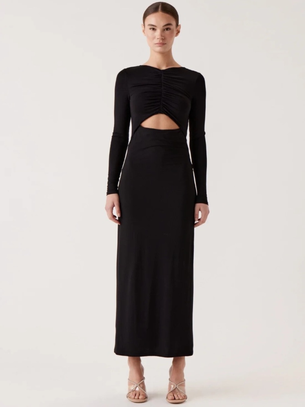 Unworn Sophie Rue Stella Ruched Jersey Maxi Dress in Black
